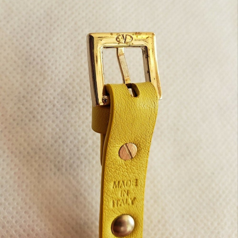 SOLD Valentino Rockstud Bracelet Yellow Leather Authentic - Picture 7 of 8